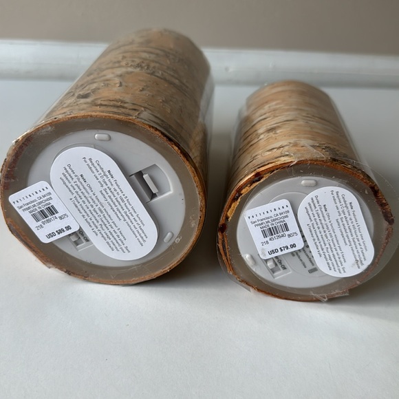 NEW Two Pottery Barn Flickering Flameless Wax Pillar Candles - Sugared Birch - Picture 3 of 4